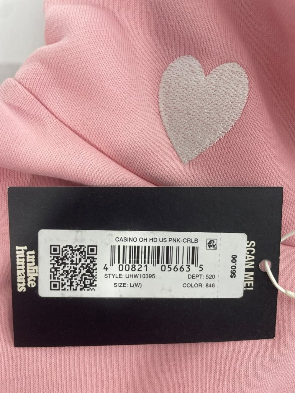 Unlike Humans Casino Pink Hooded Sweatshirt Aces Dice Graphics Unisex Size M NWT - Picture 6 of 8